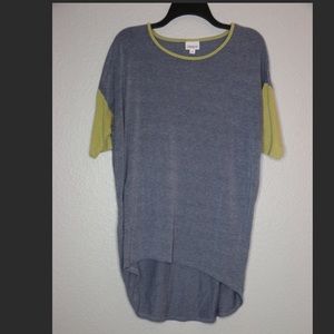 LulaRoe oversize high low top 3/4sleeve gray green